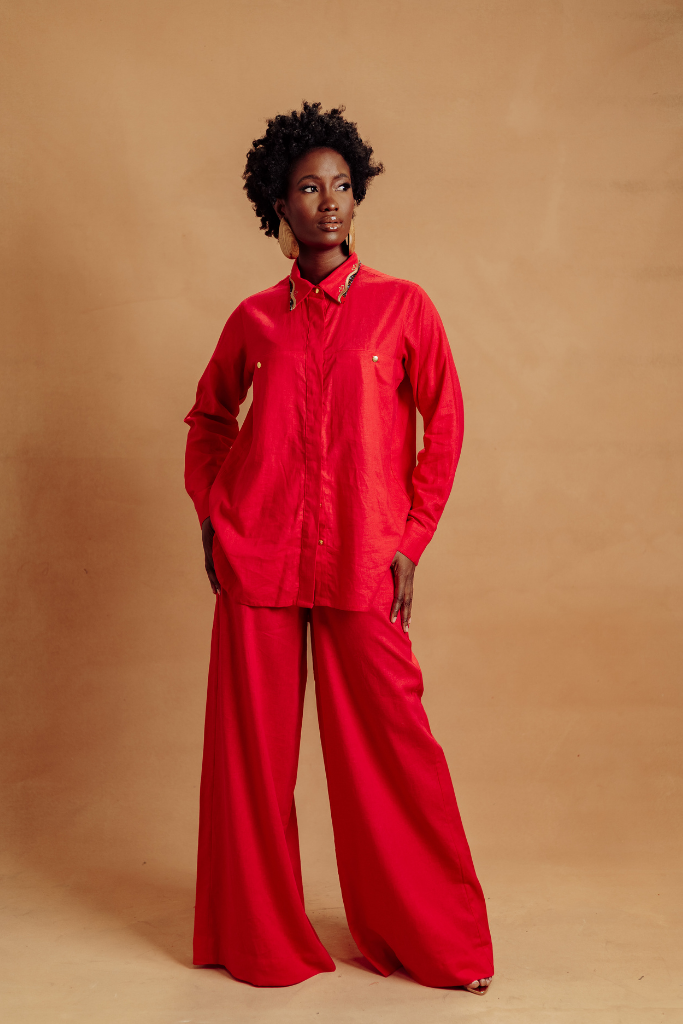 Linen Long-Sleeved Shirt And Pants