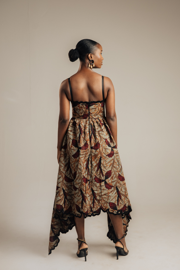 African Print Dress with Embroidery Detailing