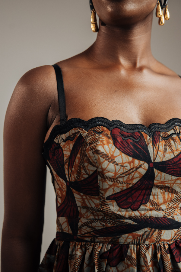 African Print Dress with Embroidery Detailing