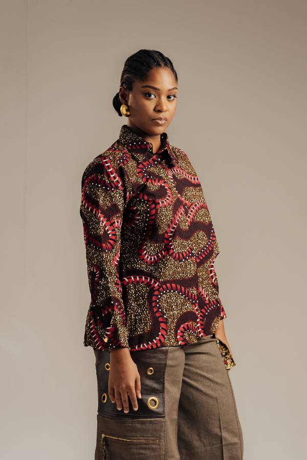 Asymmetric African Print Shirt