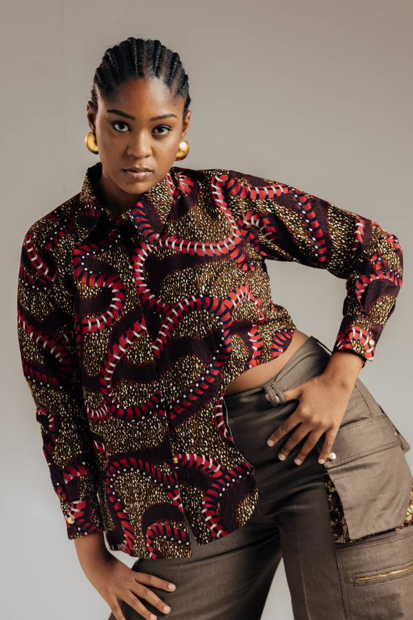 Asymmetric African Print Shirt