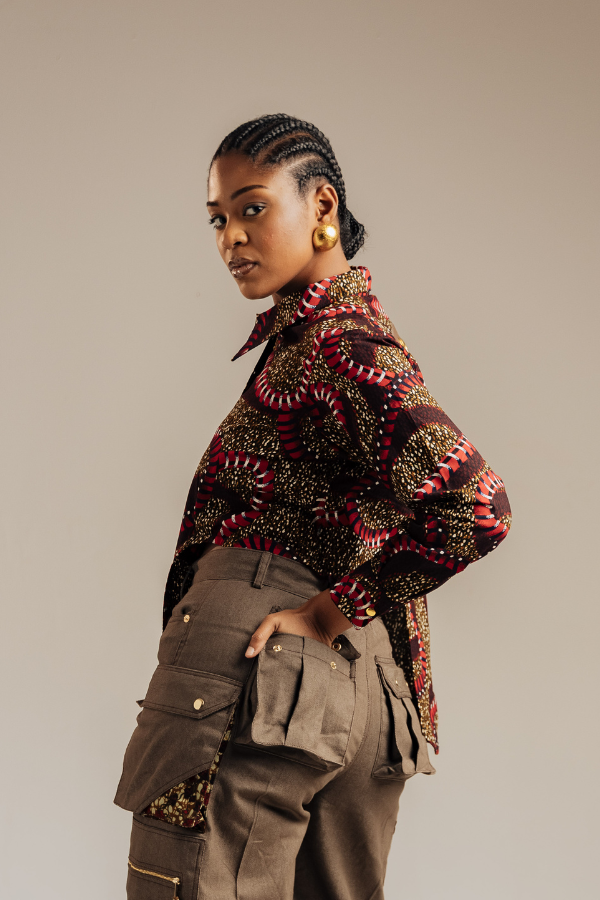 Asymmetric African Print Shirt