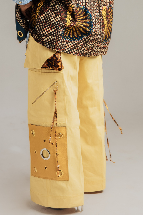 Patch Leather Pocket Cargo Pants