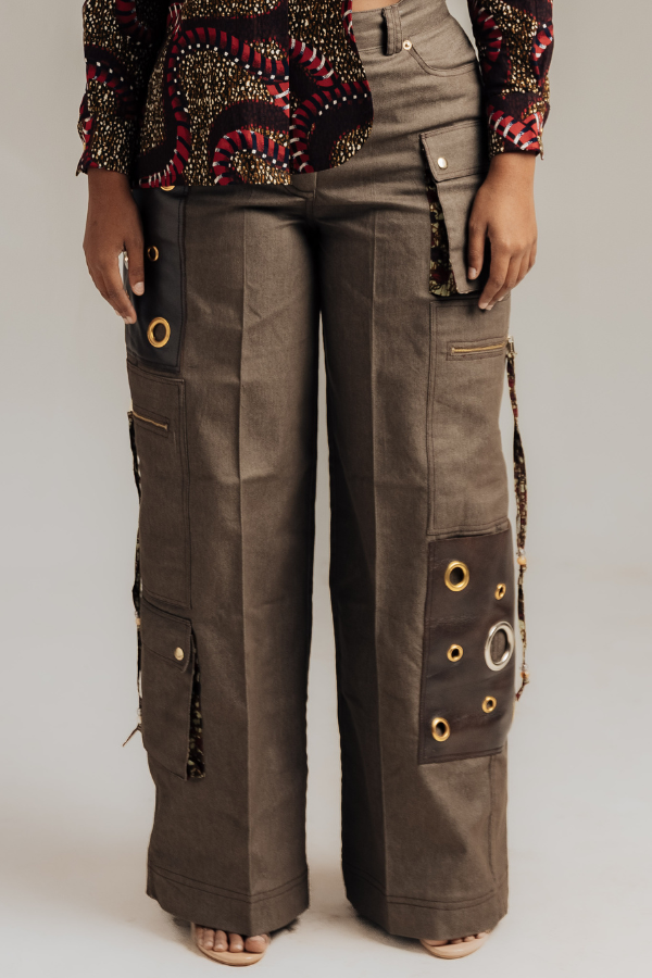 Patch Leather Pocket Cargo Pants