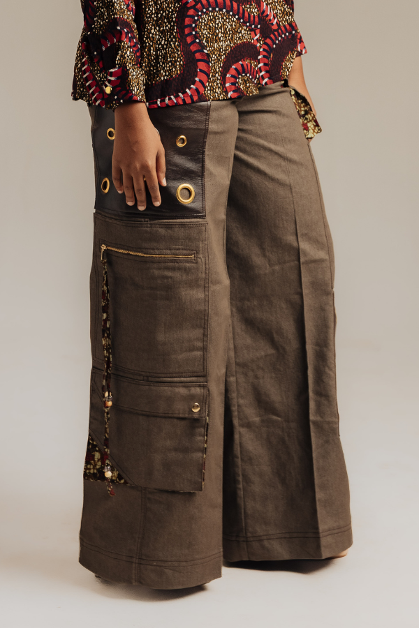 Patch Leather Pocket Cargo Pants