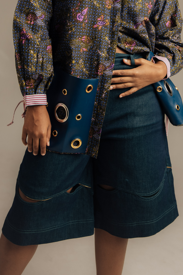 Denim Wide Leg Bermuda Shorts