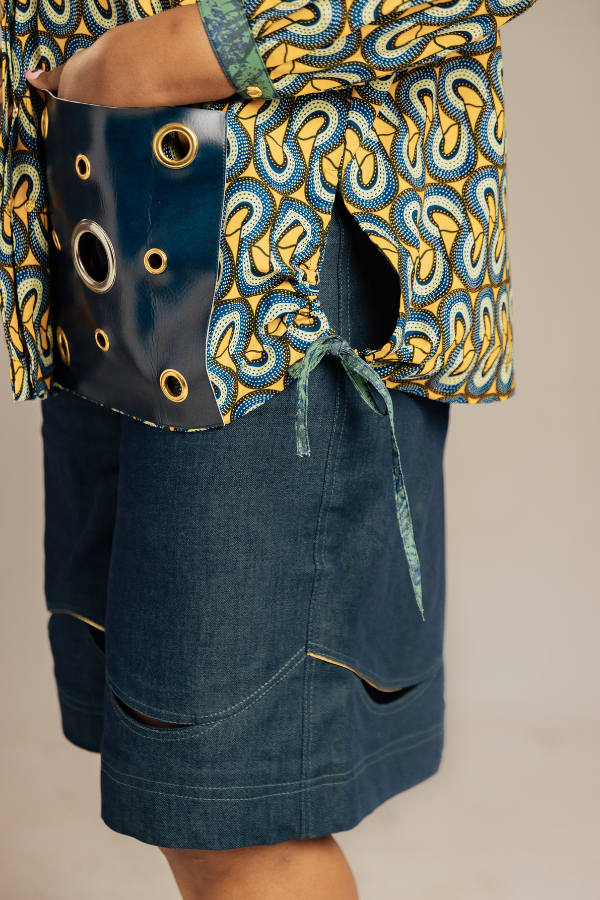 Denim Wide Leg Bermuda Shorts