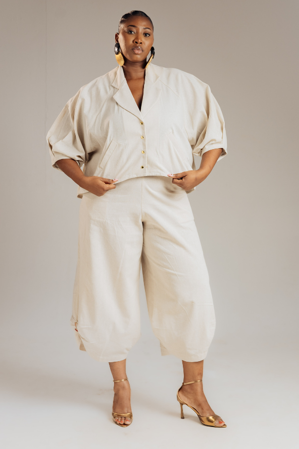 Linen 2-Piece Shirt and Barrel Pants