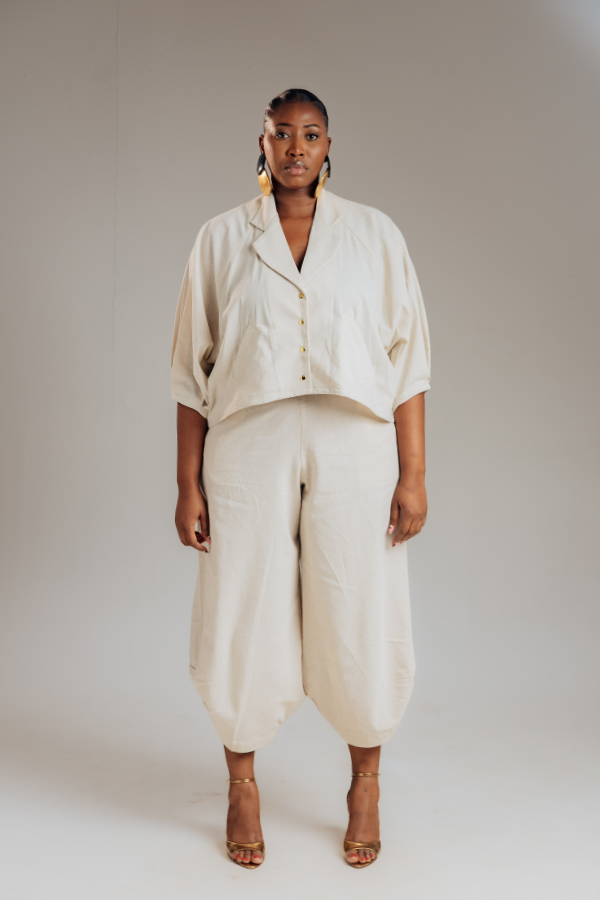 Linen 2-Piece Shirt and Barrel Pants