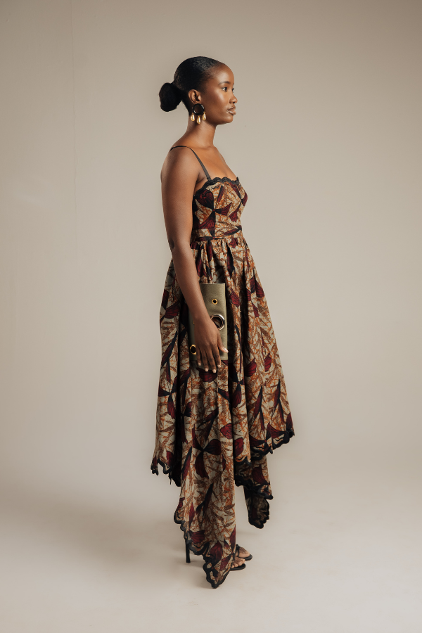 African Print Dress with Embroidery Detailing