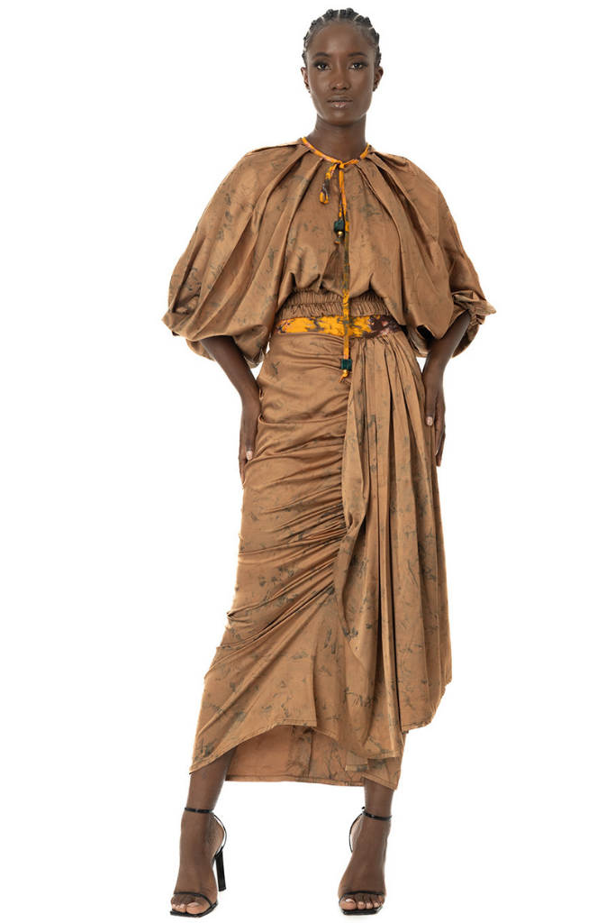 2-piece Silk Top and Skirt