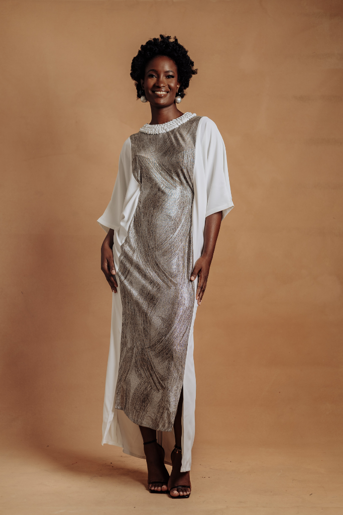 Off-white And Metallic Silver Dress
