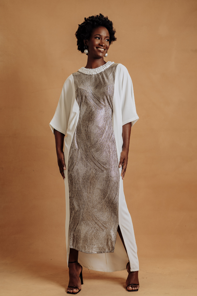 Off-white And Metallic Silver Dress