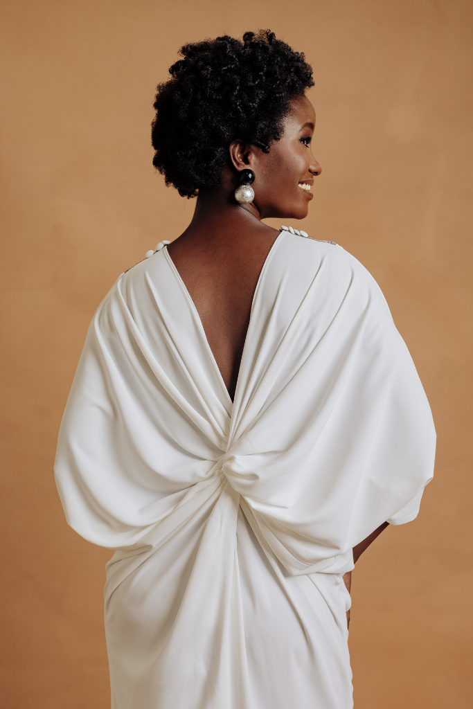 Off-white And Metallic Silver Dress