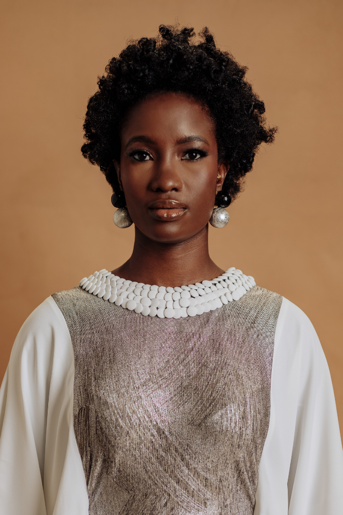 Off-white And Metallic Silver Dress