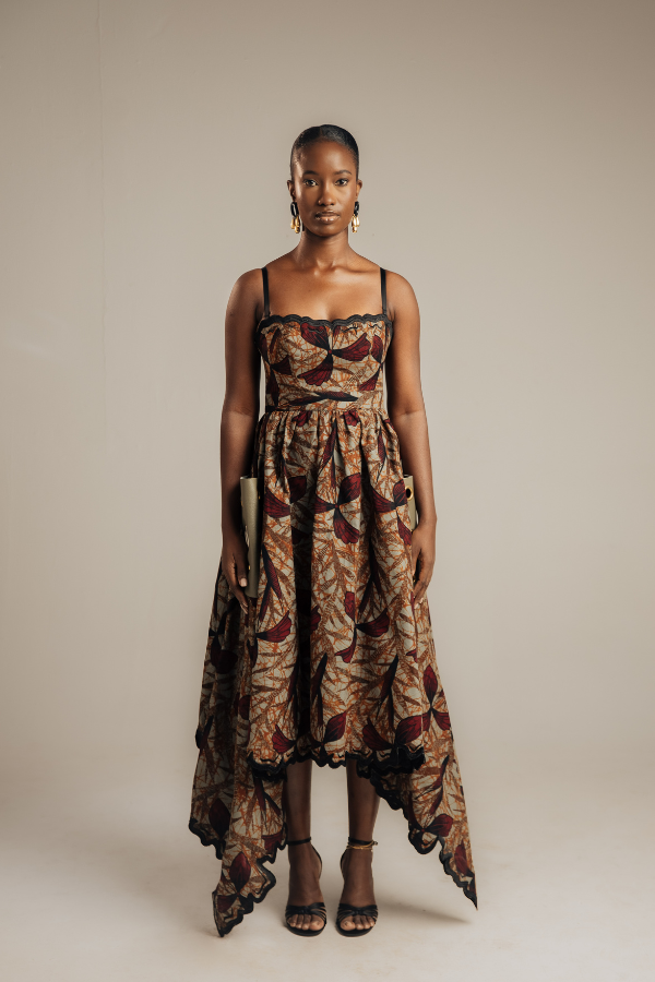 African Print Dress with Embroidery Detailing