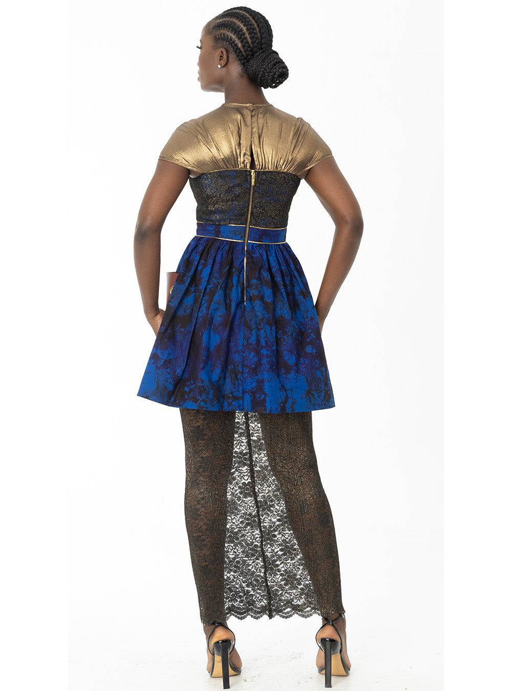 Patch Leather Pocket Dress with Lace